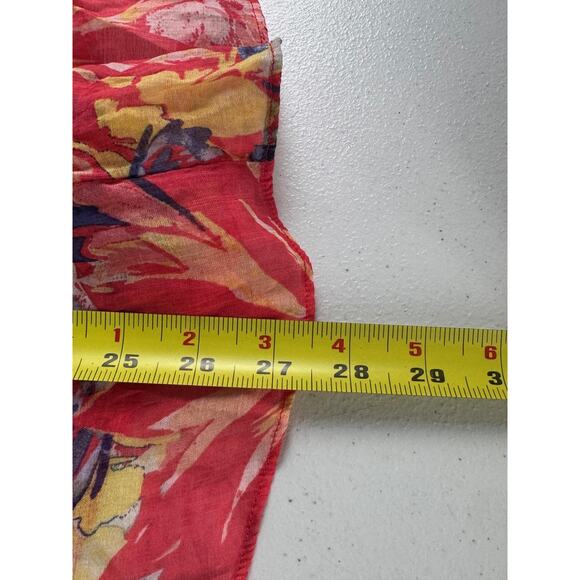 Vince Camuto Shirt Womens Medium Multicolor Floral Sheer Button Front Tie Hem - Picture 6 of 9